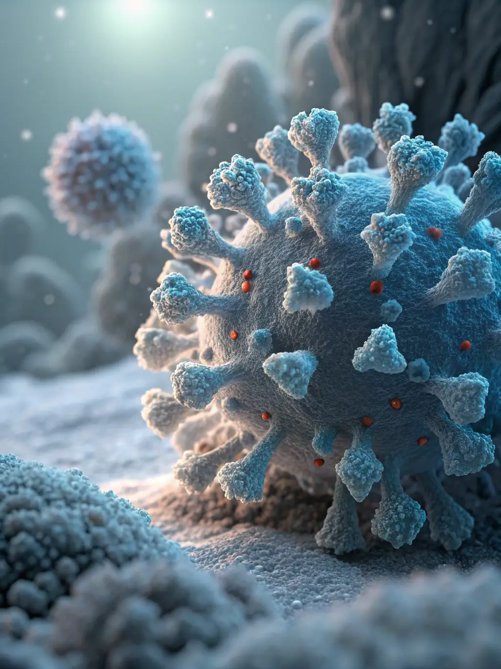 A microscopic view of a tissue sample, emphasizing the importance of pathology in diagnosing diseases, in a laboratory setting.