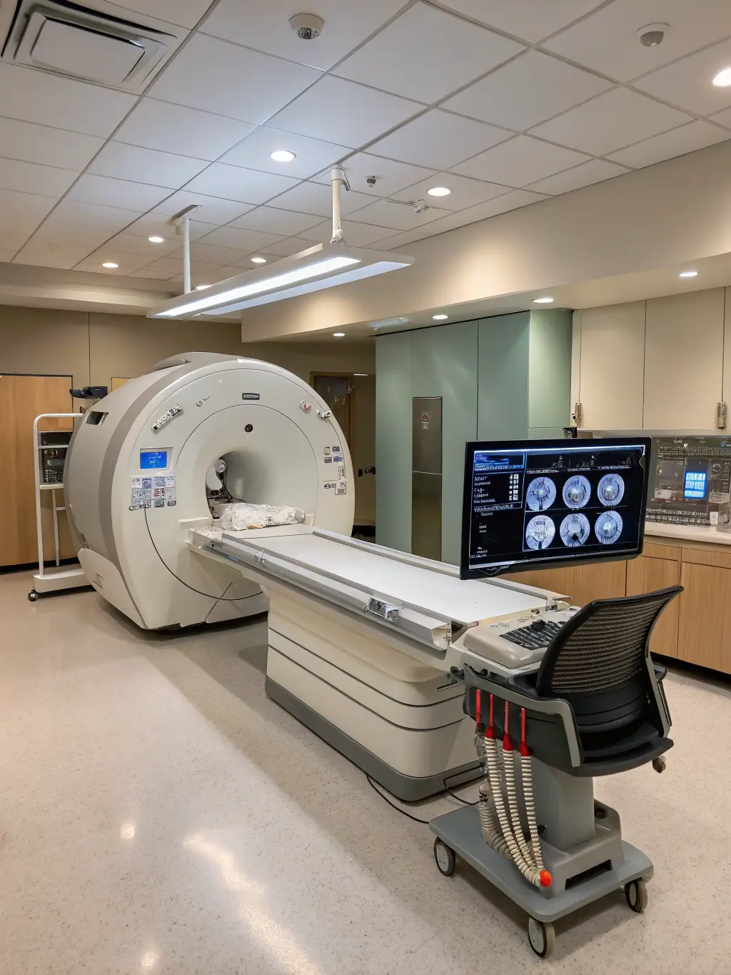 A detailed MRI scan of the brain, showcasing the intricate structures and the importance of neurological assessment, in a hospital environment.