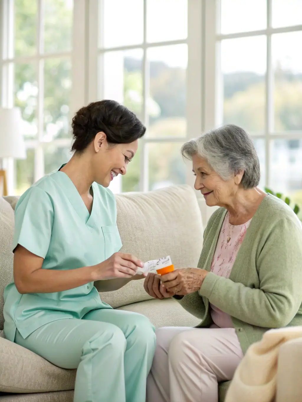 A compassionate nurse providing guidance to a patient via video call, emphasizing the personalized care offered through online nursing services.